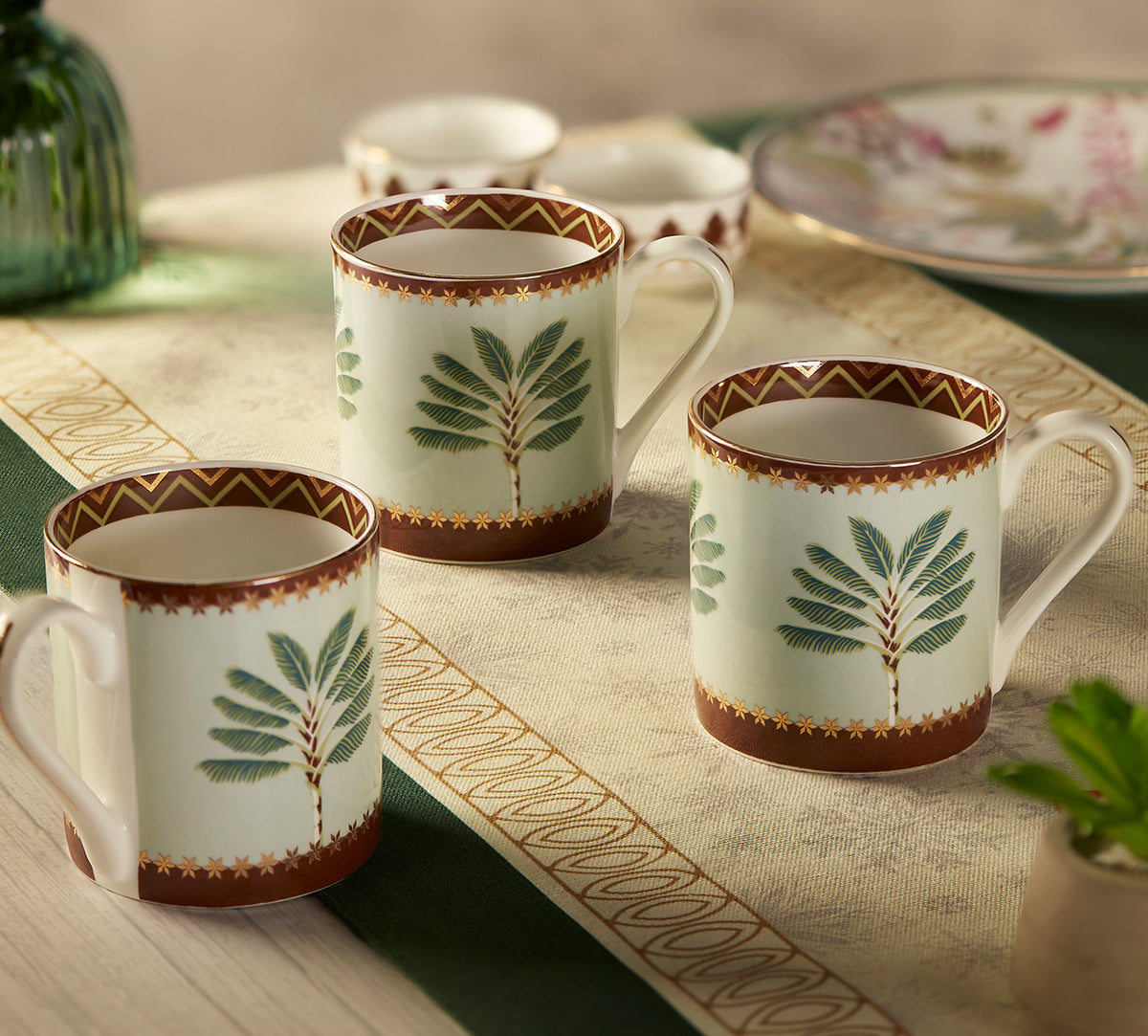 India Circus Grandeur Green Melon Coffee Mug Set of 6, 220 ml