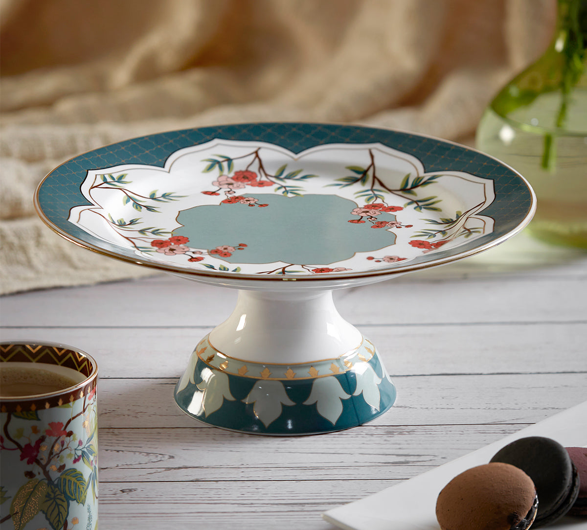 India Circus Grandeur Green Cake Stand, 1 piece
