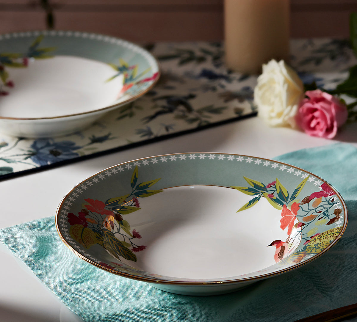 India Circus Grandeur Green Pasta Plate Set of 2