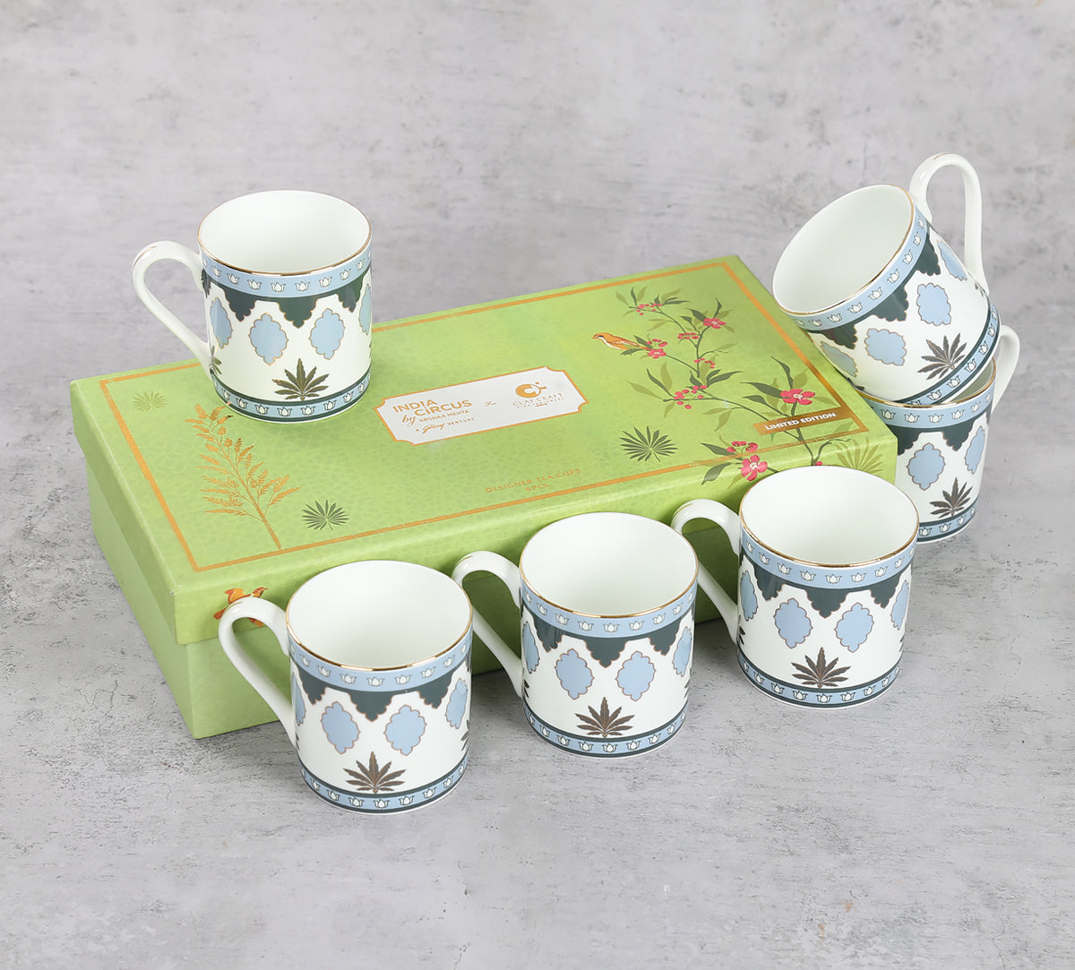 India Circus Gardenia Dreams Melon Coffee Mug Set of 6