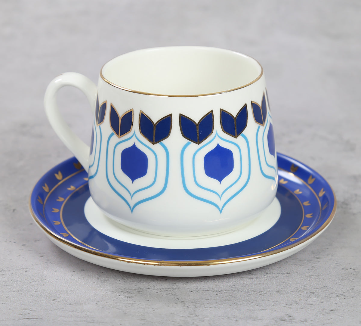 India Circus Botanical Elegance Cup and Saucer Set of 8