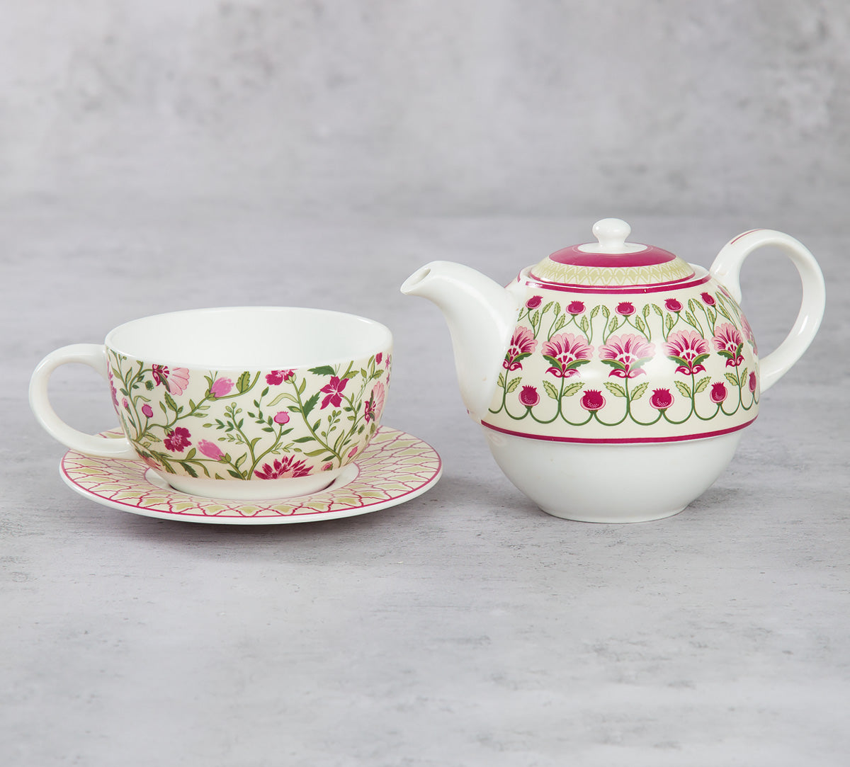 India Circus Rose Mallow Tea for One Set of 3 (1 Teapot, 1 Cup and 1 Saucer)