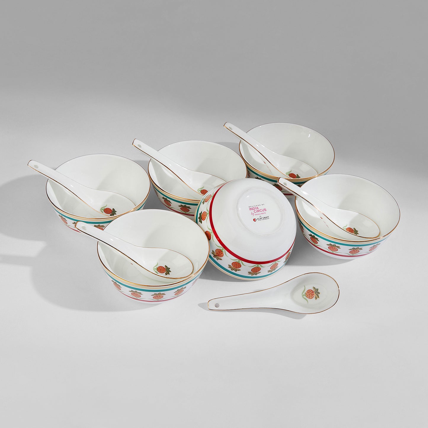 India Circus Blushed Orchard Georgian Soup Bowl Set of 12 Pcs