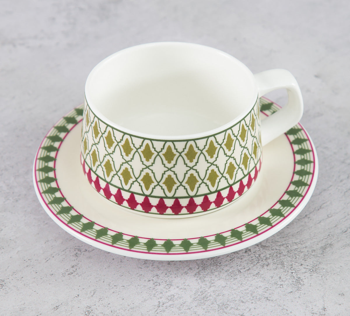 India Circus Rose Mallow Moscheutos Cup & Saucer Set of 12 (6 Cups + 6 Saucer)