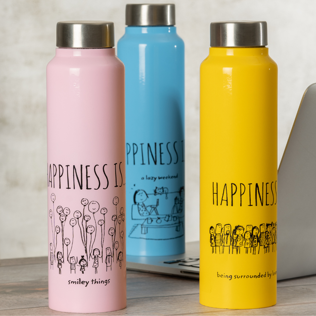 Vacbott Happiness is... Single Walled Non Insulated Water Bottle