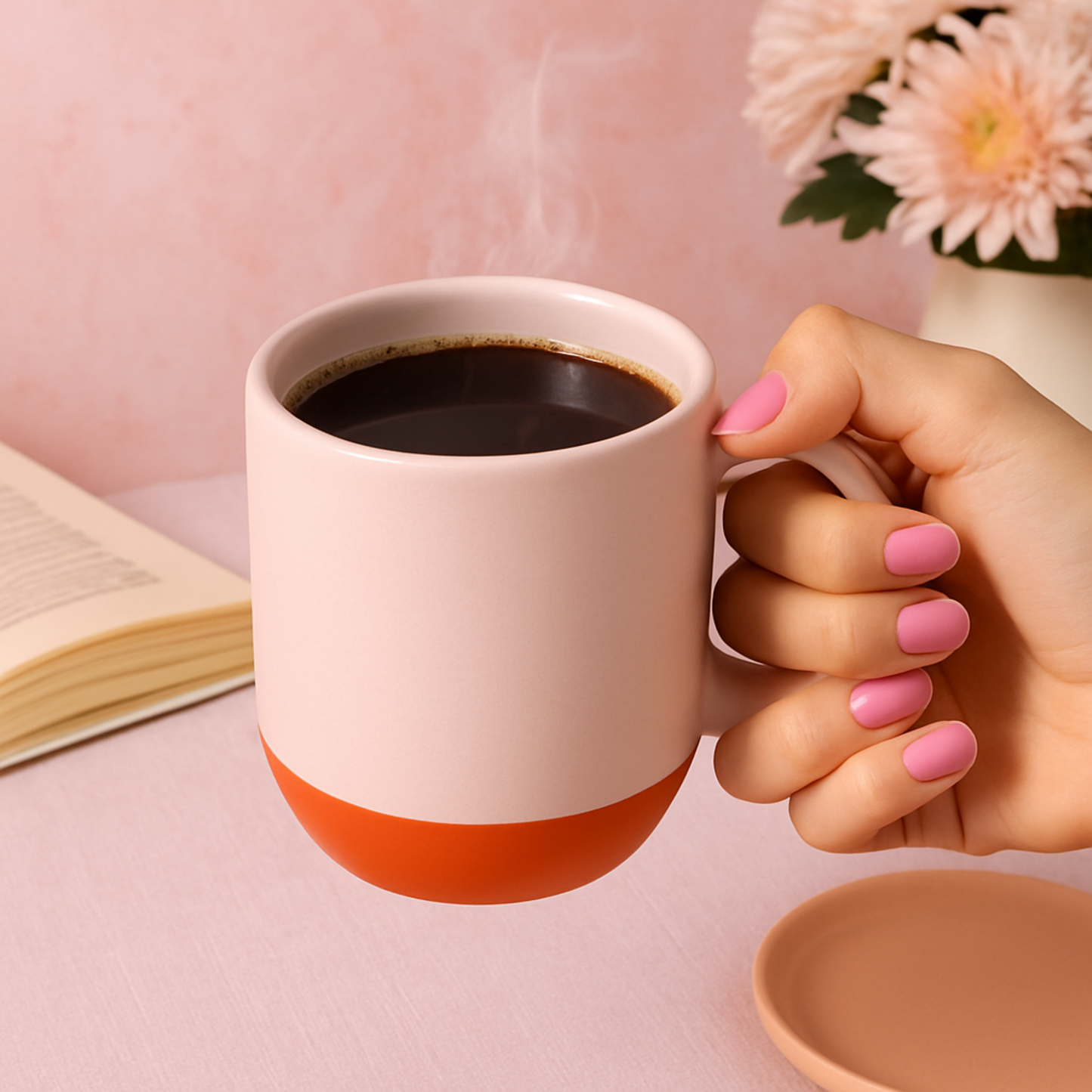 Paco Pebble Pacha Coffee/Milk Mug | Set of 2 (250ml Each, Pink, DT1)