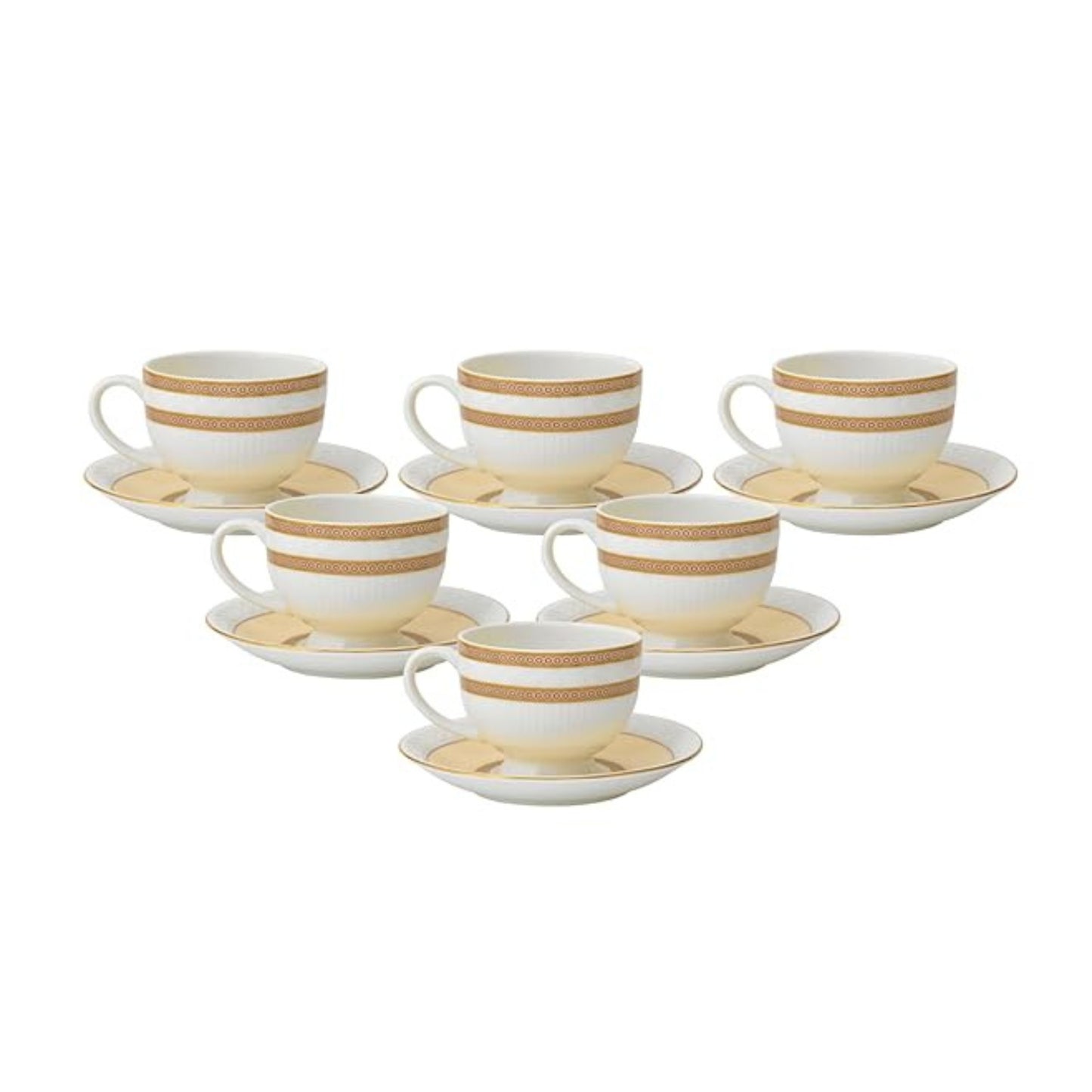 Snow Impression Cup & Saucer, 170 ml, Set of 12 (6 Cups + 6 Saucers) (1404)