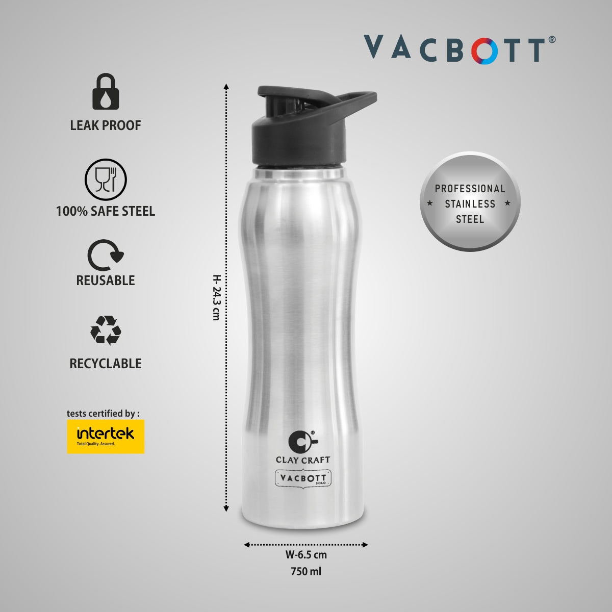 Vacbott Neo Single Walled Non Insulated Water Bottle