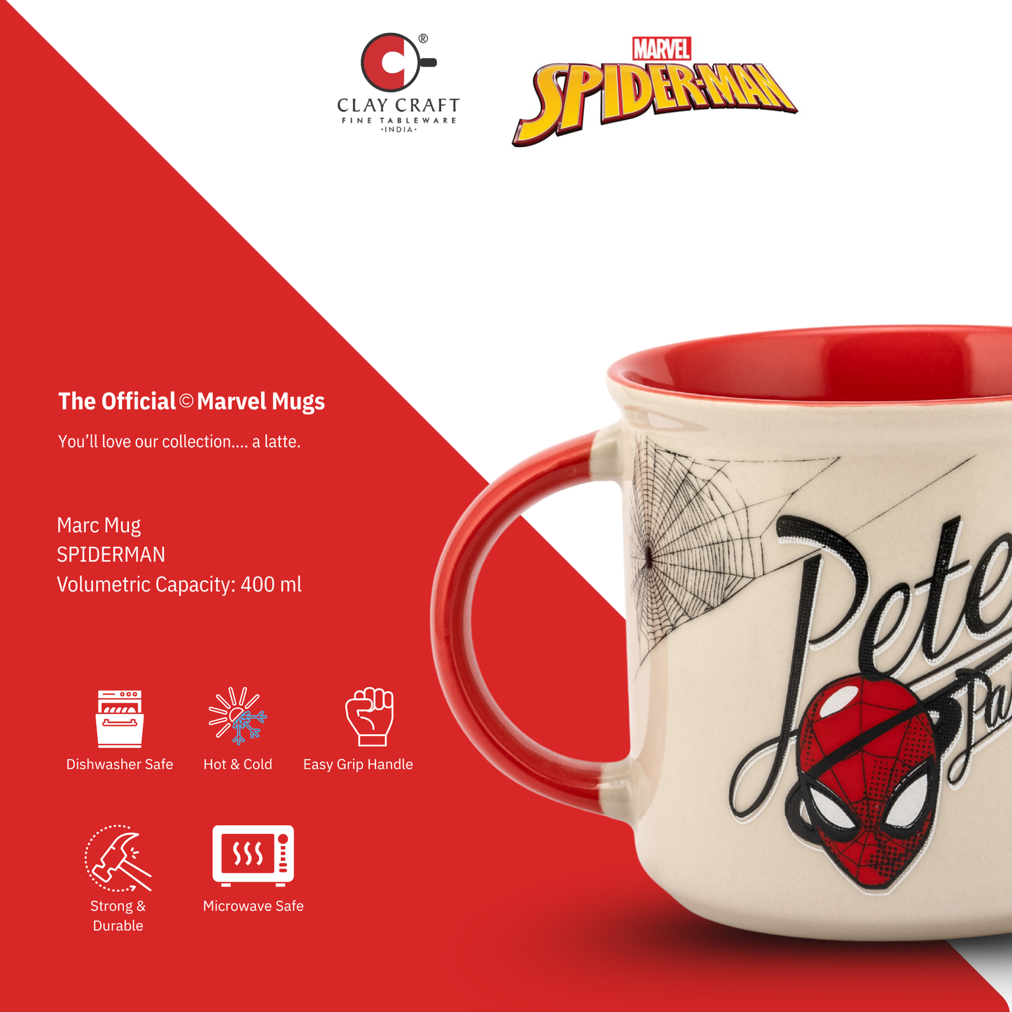 Disney Marvel Spider-Man 1 Peter Parker Pebble Coffee & Milk Mug – 1 Piece, 400ml