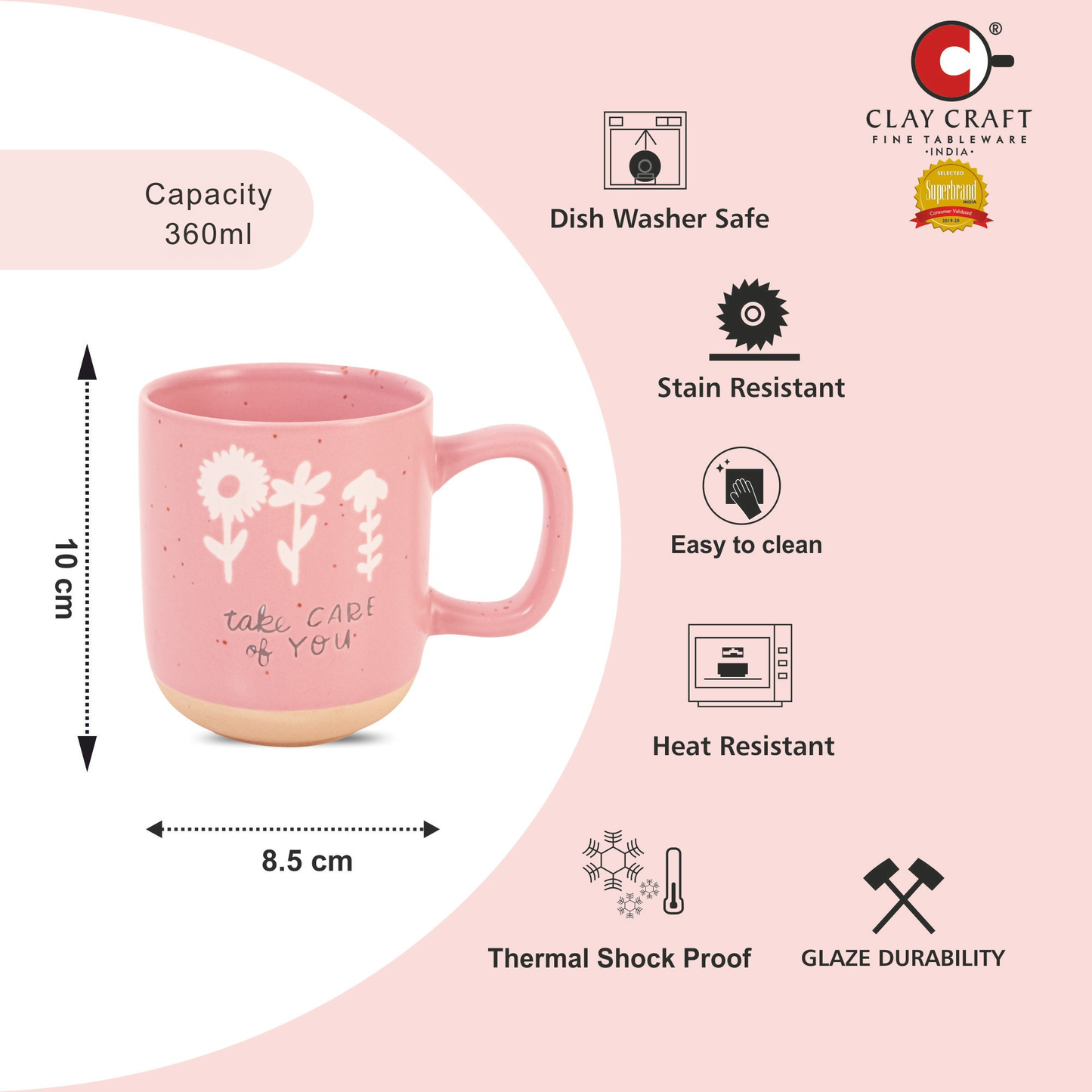 Martha Pebble Milk/Coffee Mug - 1 Pc - 360 ml (Martha M02)