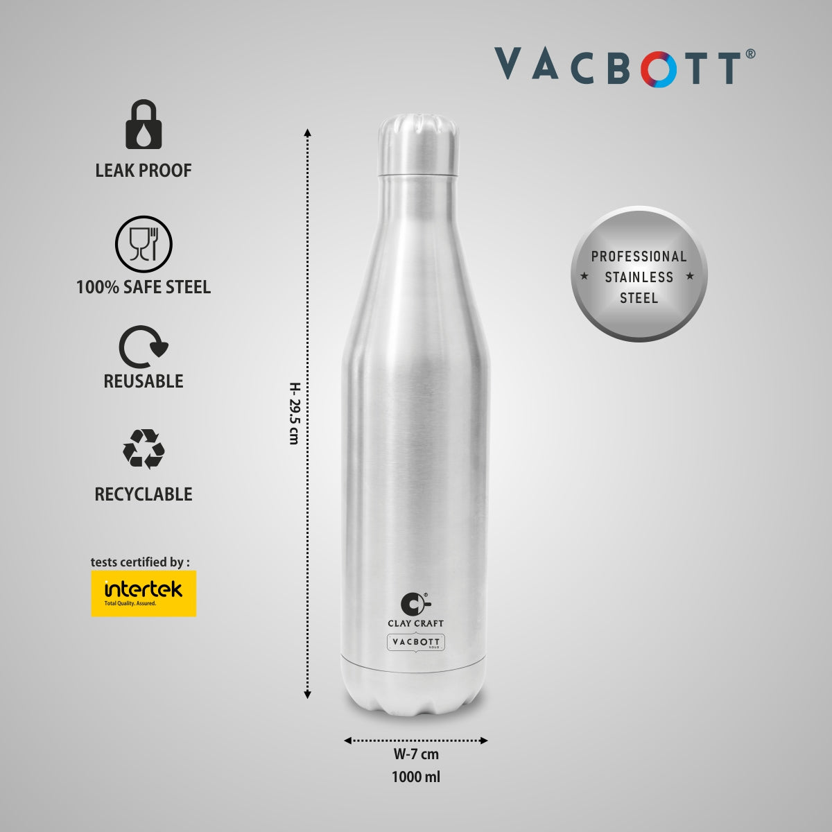 Vacbott Carbon Single Walled Non Insulated Water Bottle