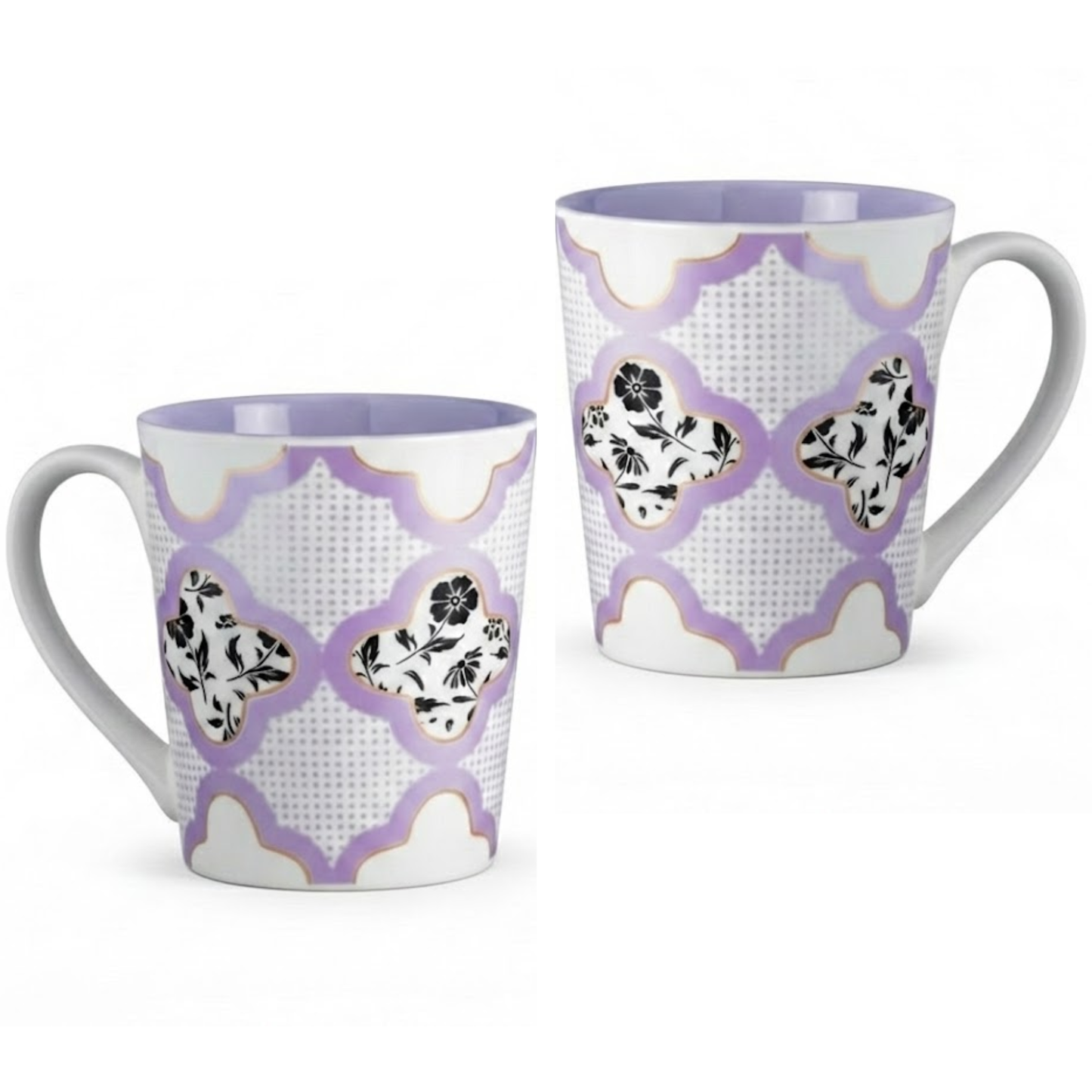 Clay Craft Lucas Pebble Purple Porcelain Mug Set of 2, 350 ml Perfect for Tea, Coffee & Milk