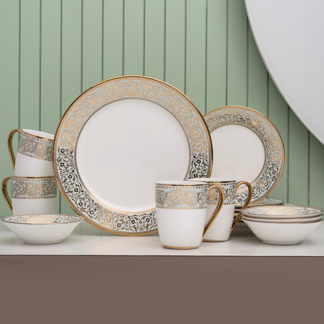 Georgian Ebony Dinner Set of 16 (E647), For Family of 4