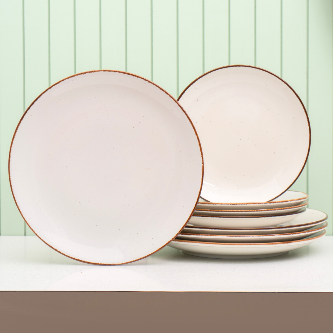 JCPL Grains Ivory Porcelain Dinner Set, 8-Piece, For Family of 4