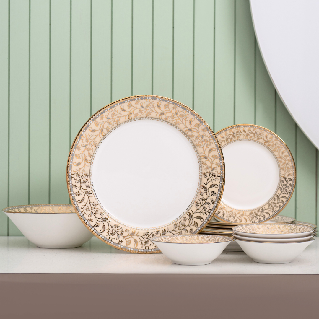 Georgian Ebony Ceramic Dinner Set, 13-Piece (E649)