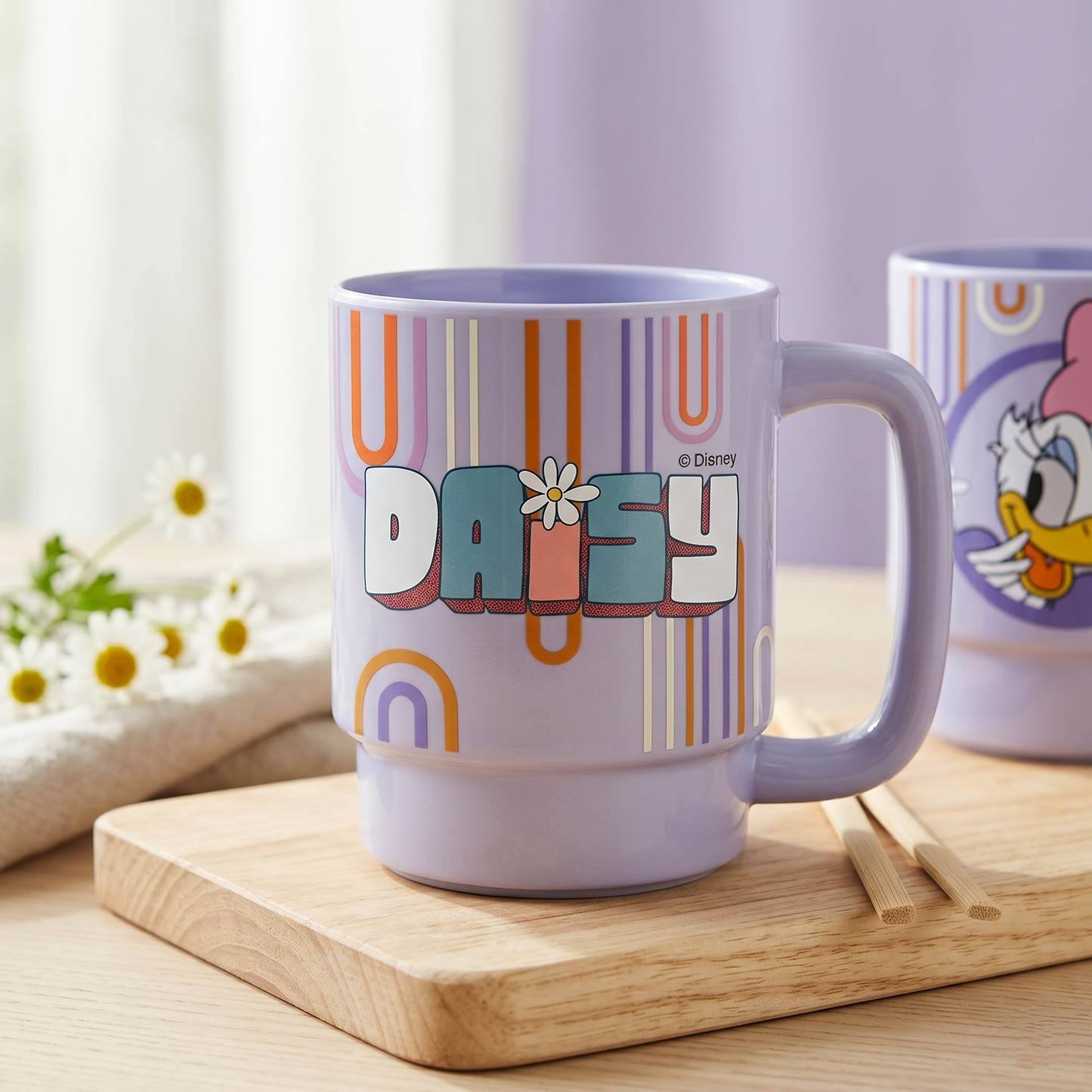 Disney Daisy Duck Double-Sided Cartoon Print Presco Pebble Coffee & Milk Mug 1 Piece