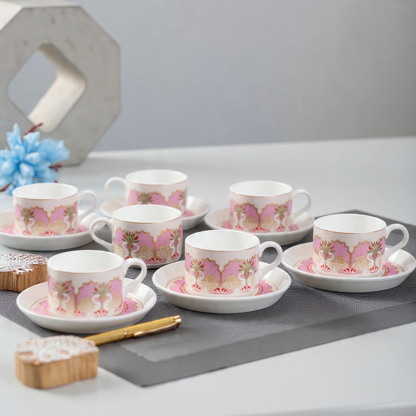 Clay Craft Rio Cup & Saucer, 135 ml, Set of 12 (6 Cups + 6 Saucers) (1207)