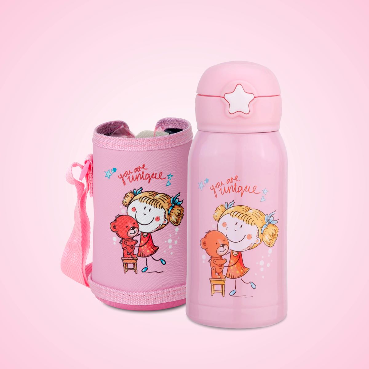 Vacbott Vaccum Bottle, Kids Double Walled 24 Hours Hot and Cold Water Bottle, 550ml