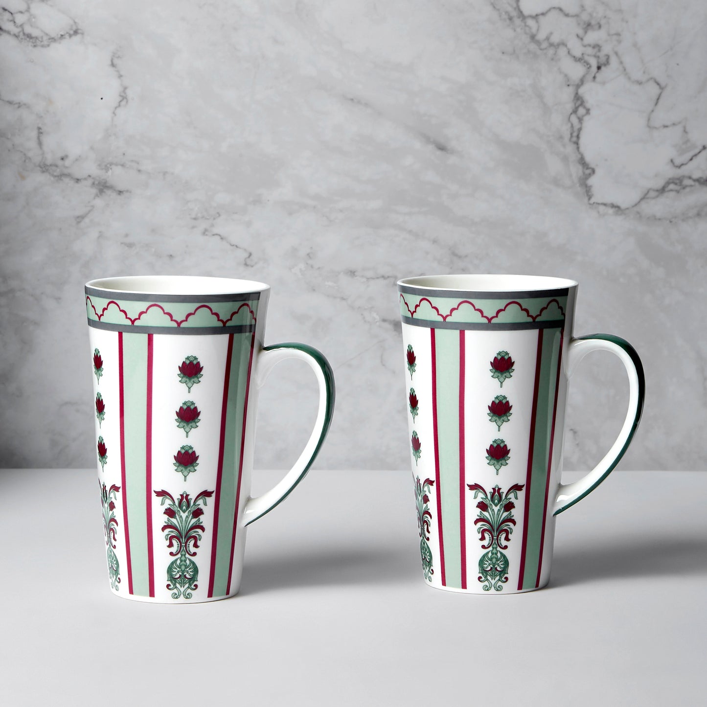 India Circus Sage Luxe Tall Milk/ Coffee Mugs 600ml Set of 2