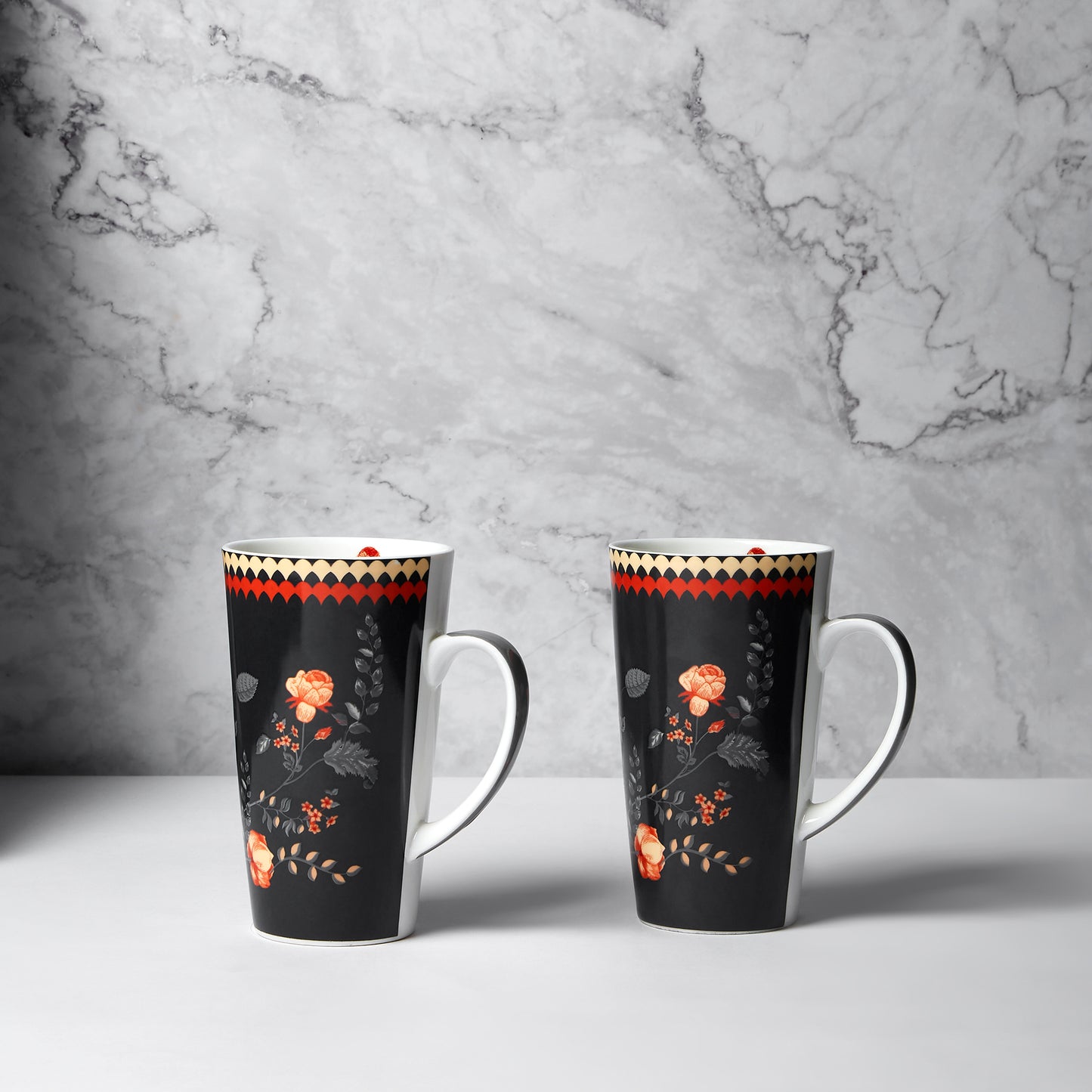 India Circus Onyx Elegance Tall Milk/ Coffee Mugs 600ml Set of 2