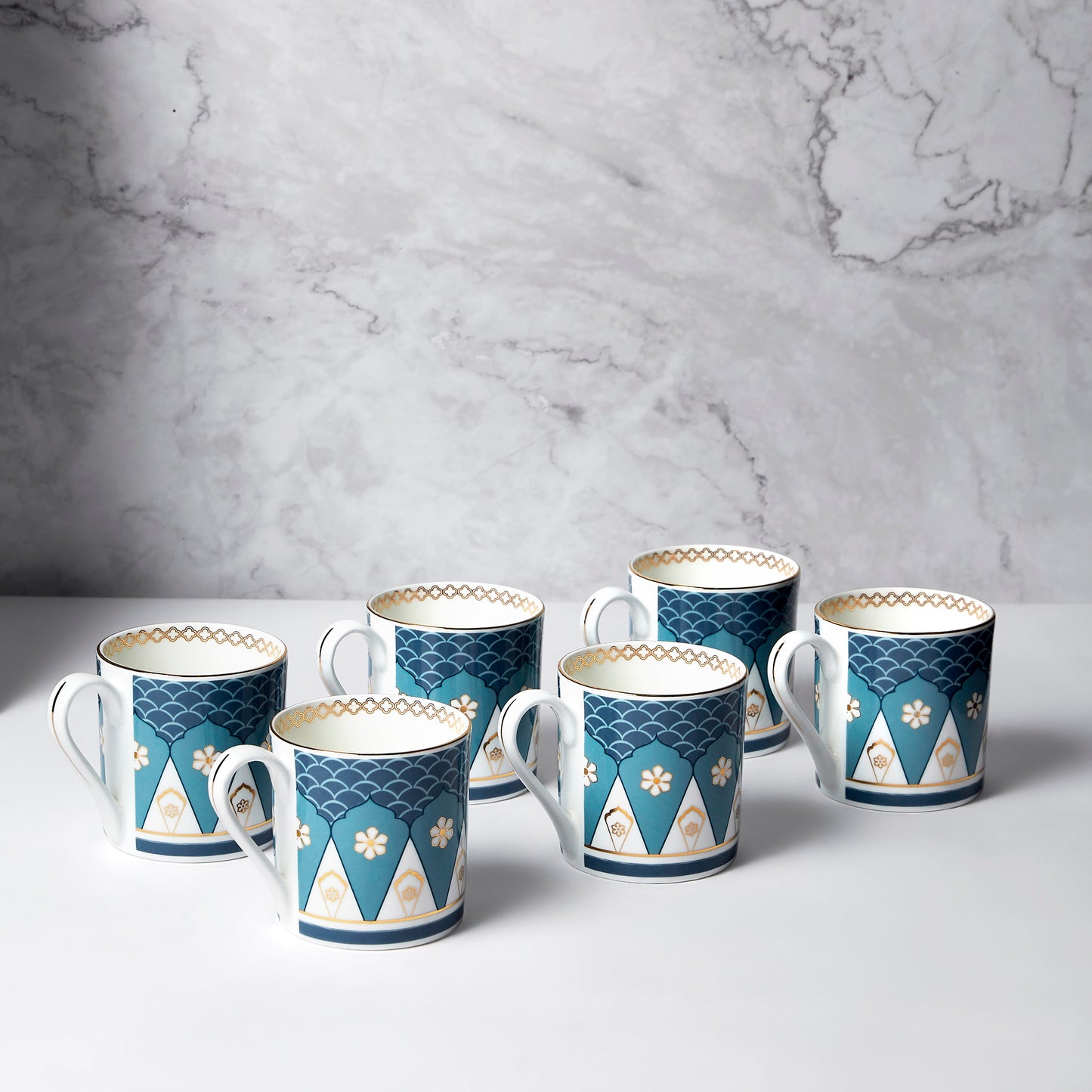 India Circus Oceanic Opulence Melon Coffee Mug Set of 6