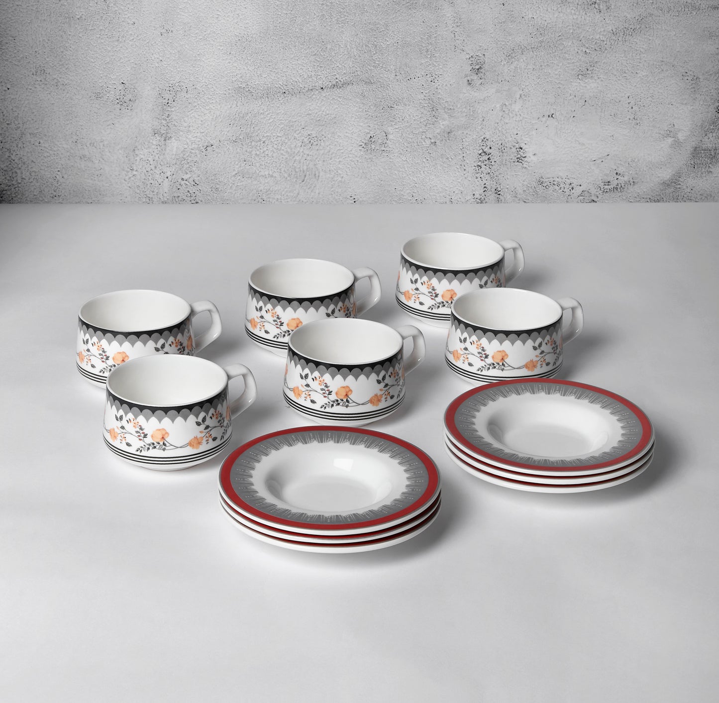 India Circus Onyx Elegance Cup and Saucer Set of 12