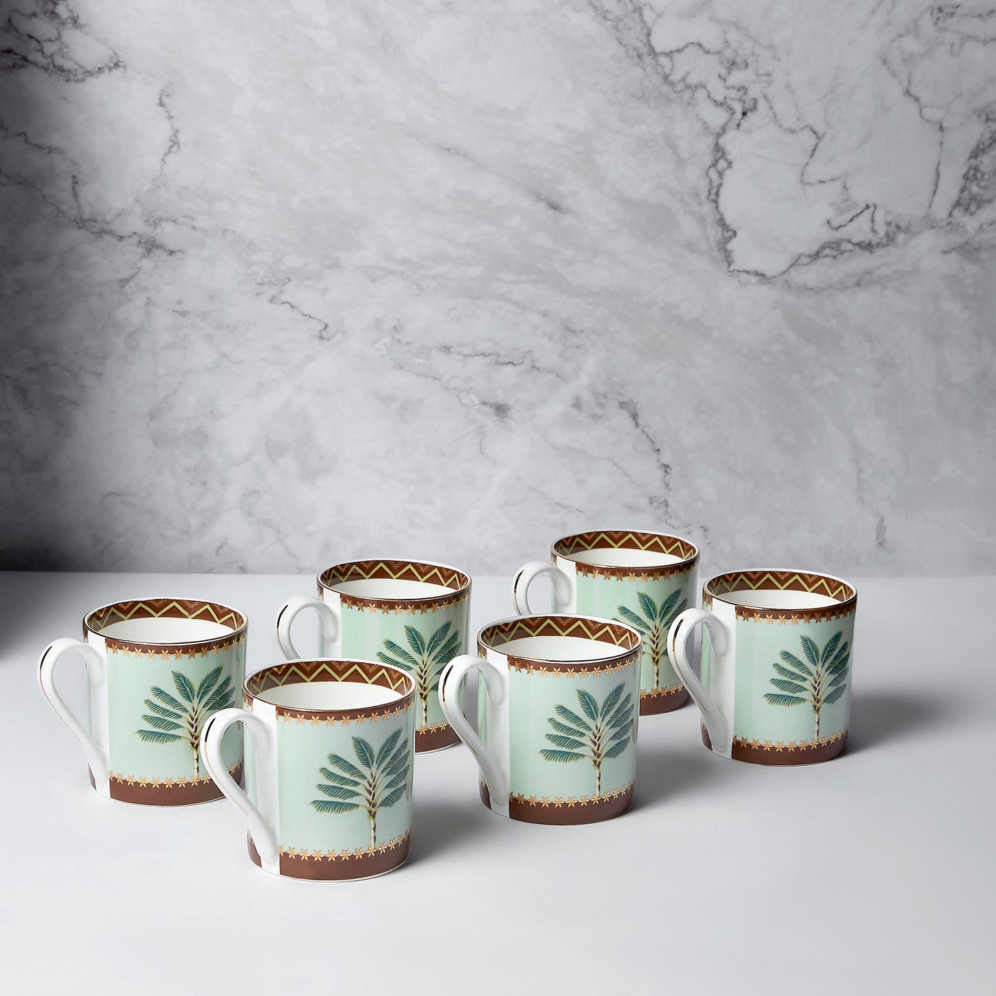 India Circus Grandeur Green Melon Coffee Mug Set of 6, 220 ml