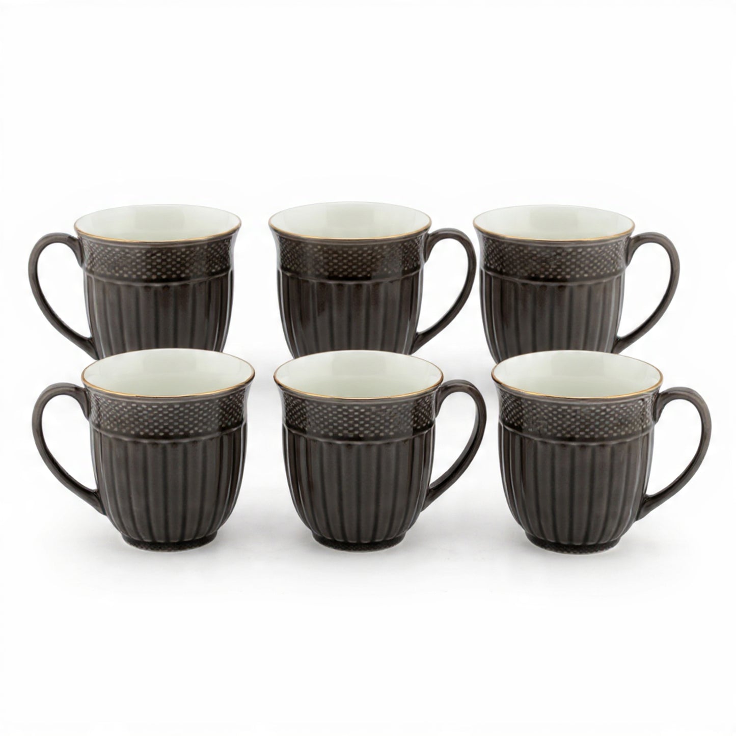 Clay Craft Esha Impression 1300 Coffee & Tea Mugs Set of 6 (GREY)