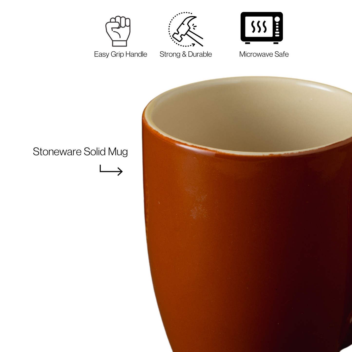 Oxford Pebble Pacha Coffee/Milk Mug โ Fine Ceramic | Set of 2 (340ml Each, Brown DT4)