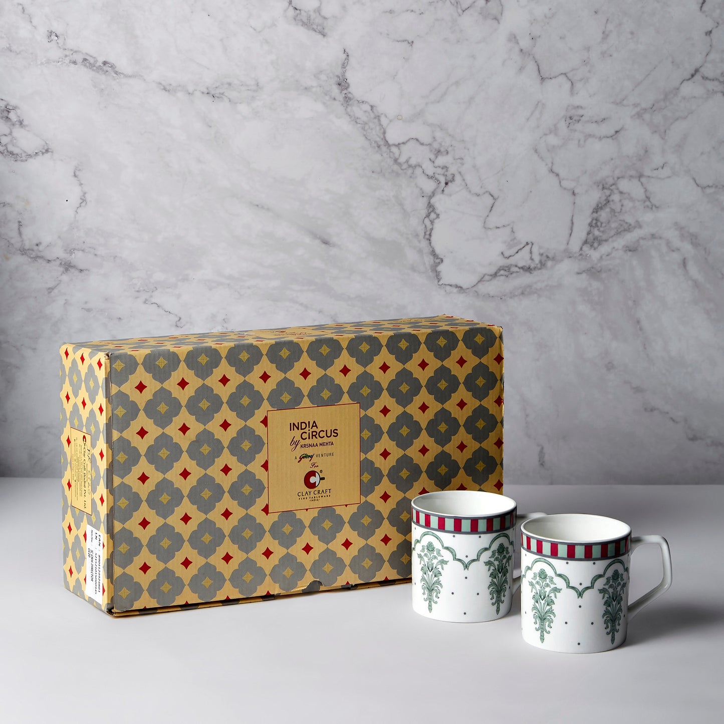India Circus Director Sage Luxe Coffee Mug Set of 6, 200 ml