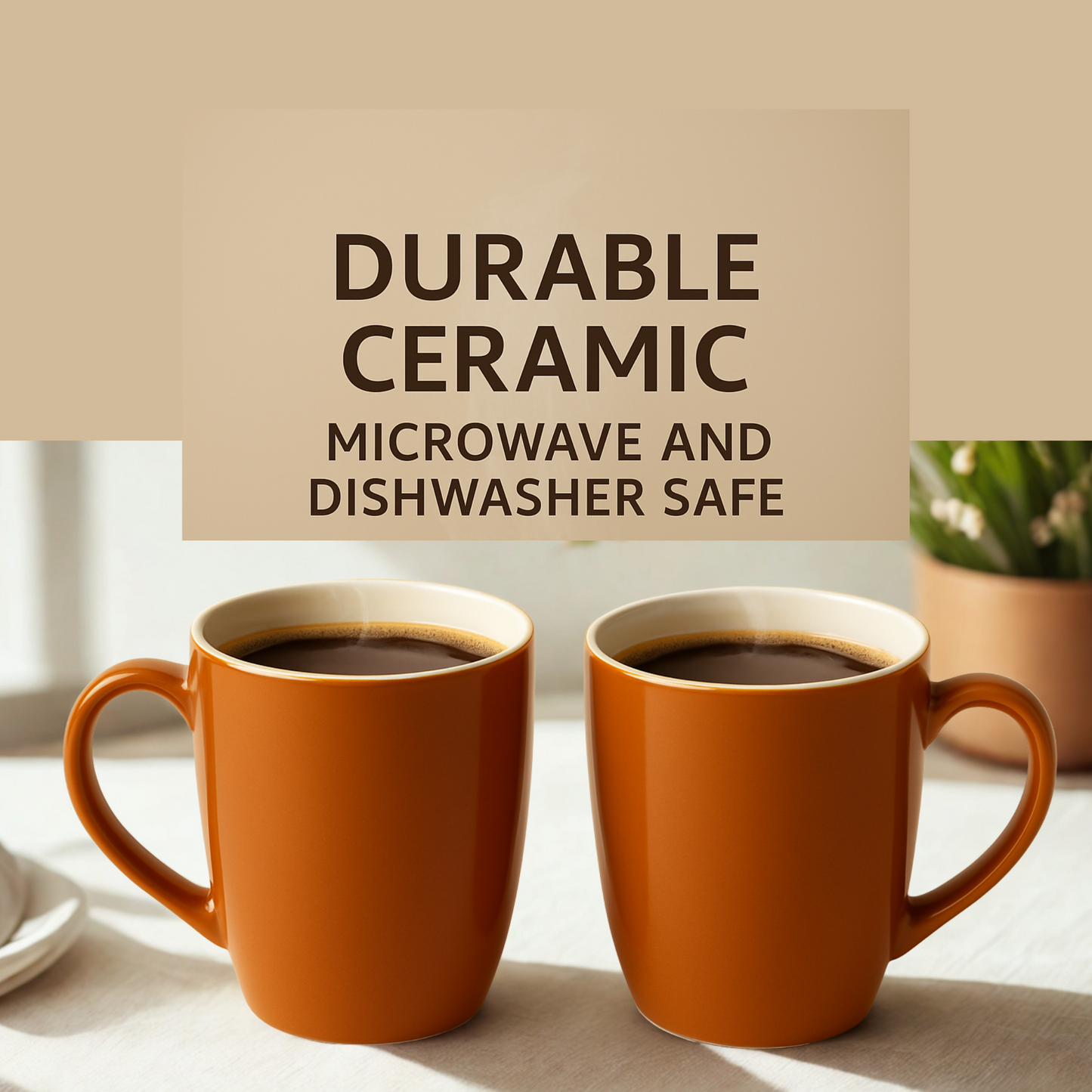 Oxford Pebble Pacha Coffee/Milk Mug โ Fine Ceramic | Set of 2 (340ml Each, Brown DT4)