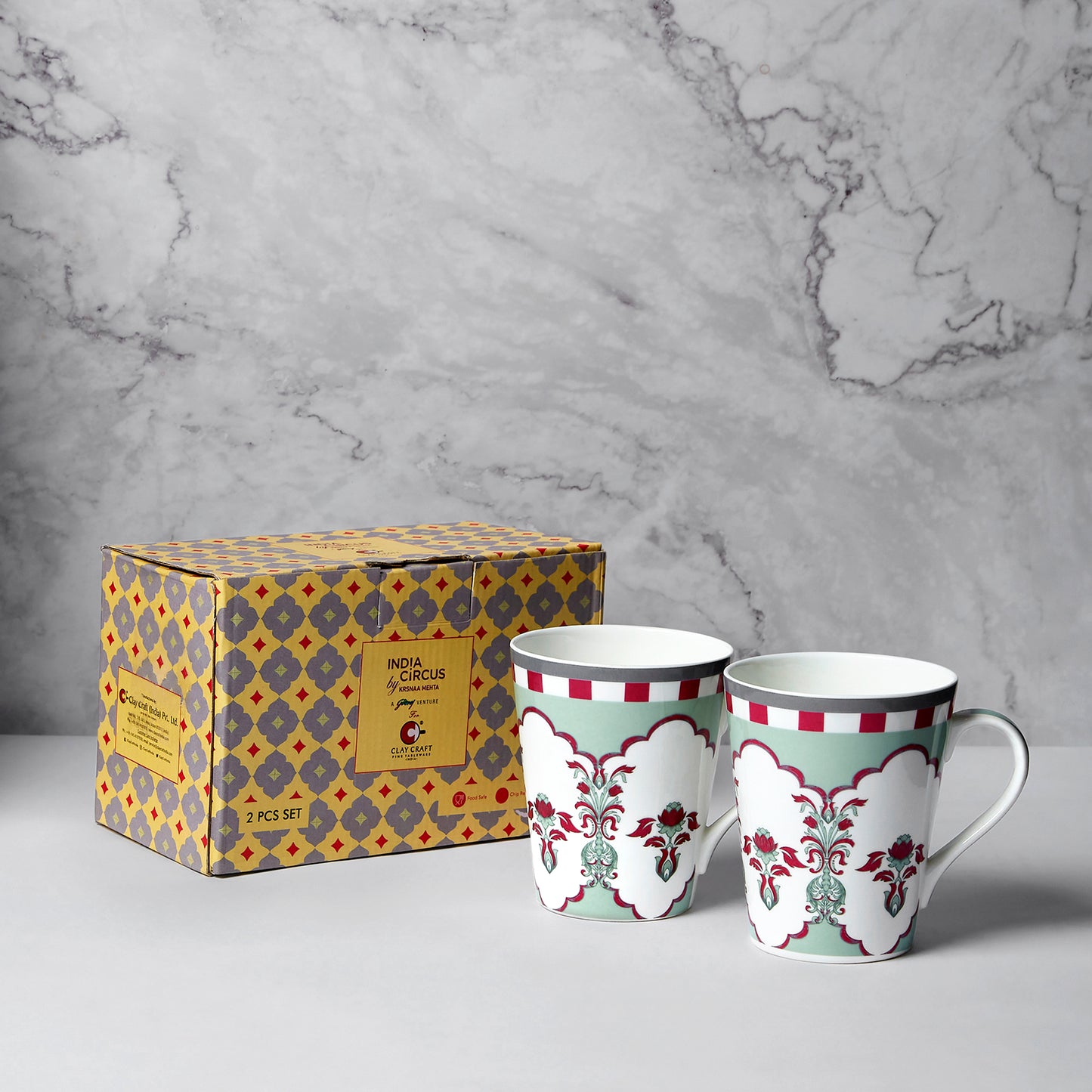 India Circus Sage Luxe Zing Milk Mugs 340ml Set of 2