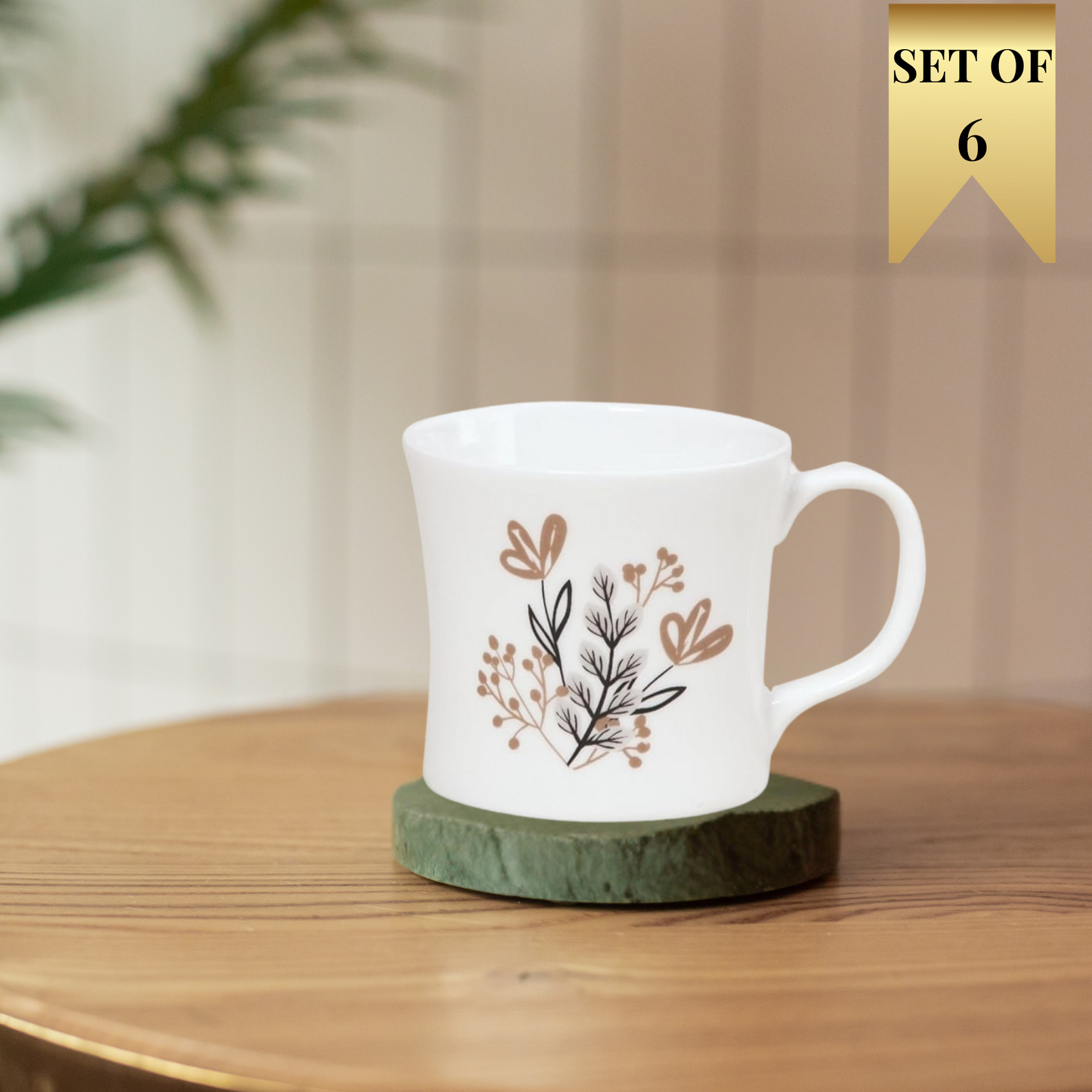 Liza Microwave Coffee & Tea Mugs, 140ml, Set of 6 (MW21)