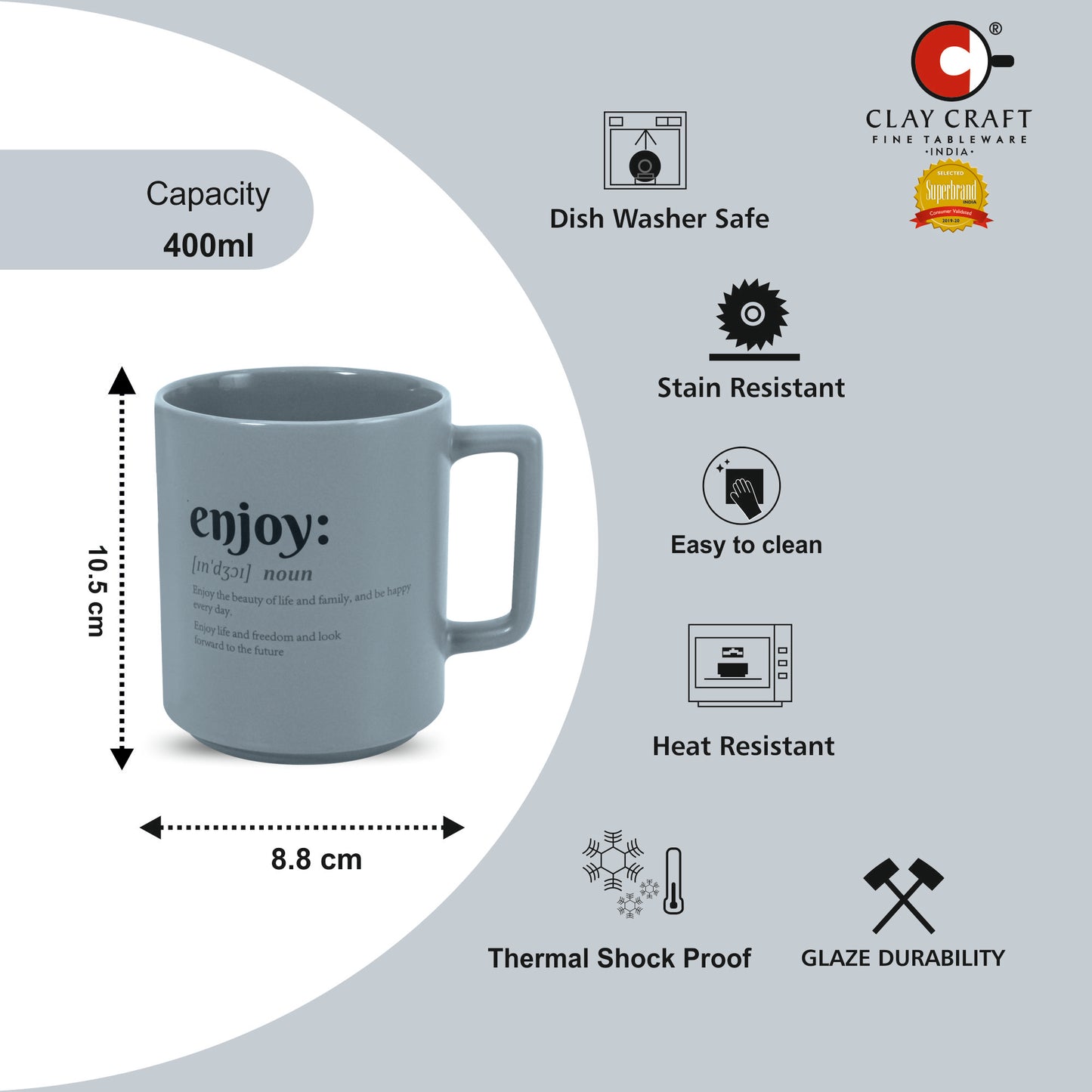 Cleo Enjoy Definition Pebble Milk Mug - 1 Pc - 400 ml (Cleo C01)