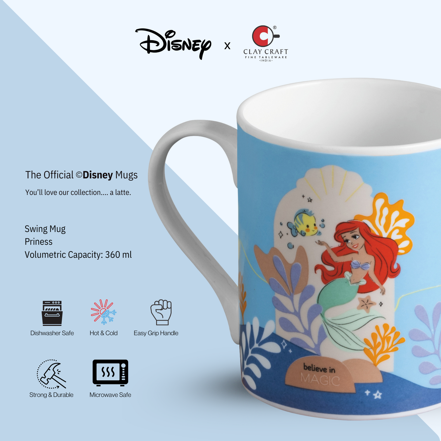 Disney Princess Cartoon Print Coffee & Milk Mug 1 Piece (360ml)