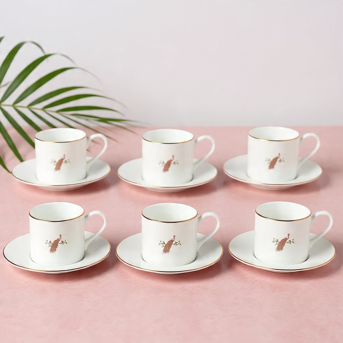 JCPL Luke Pristine Cup & Saucer, Set of 12 (6 Cups + 6 Saucers), (P406)