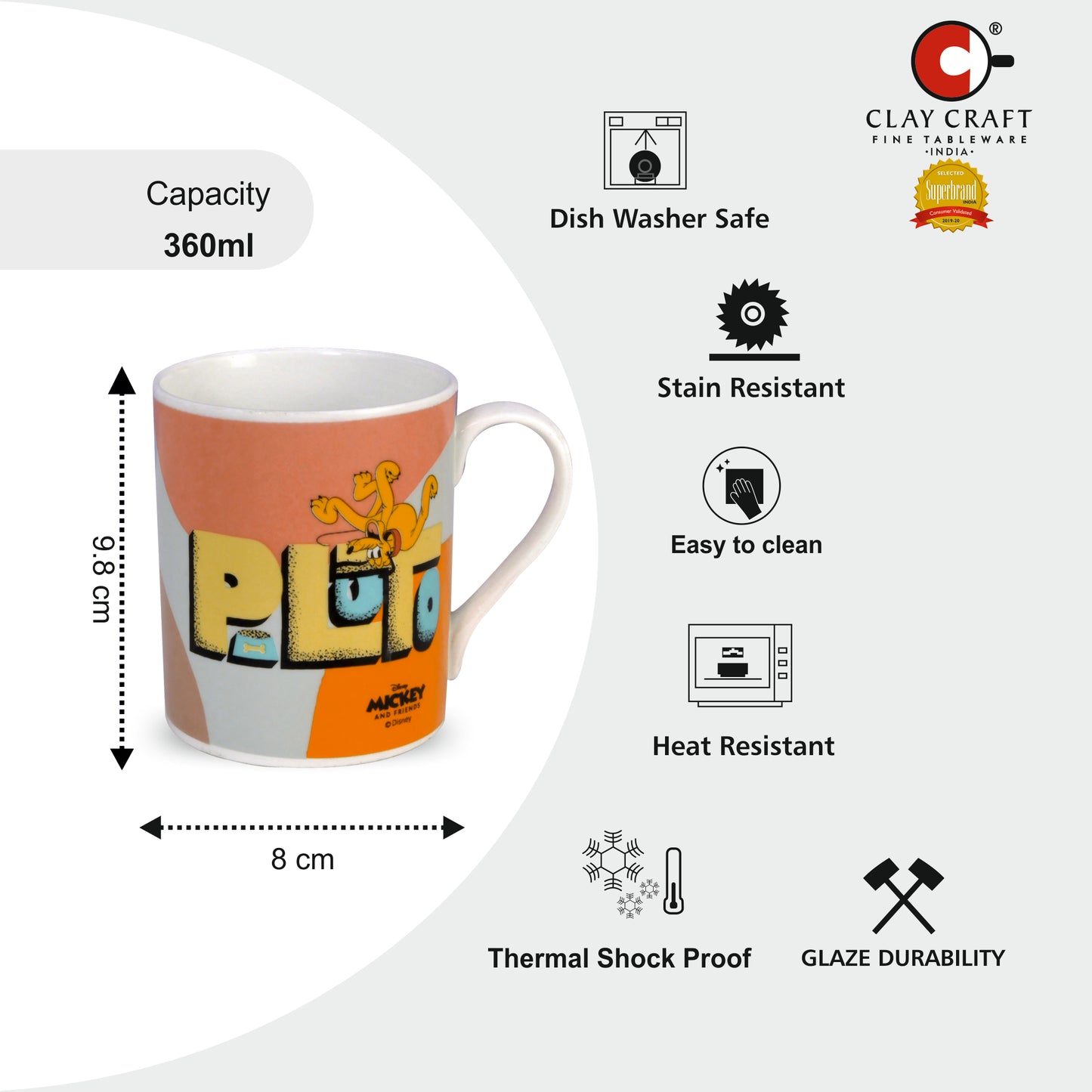 Disney Pluto Cartoon Print Coffee & Milk Mug 1 Piece (360ml)