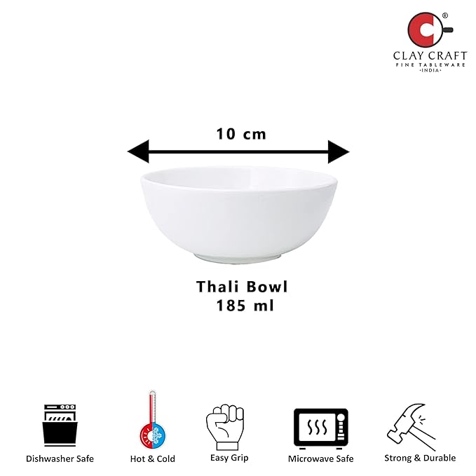 Clay Craft Ceramic Dinner Set Georgian White - 18 Pieces (Dinner Set 18 Pieces), For Family of 4