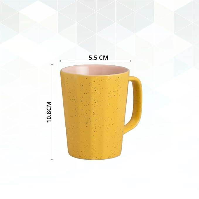 Armada Pebble Dual Tone Matte Mustard & Pink Coffee/ Milk Mug, 1 Piece, 320 ml