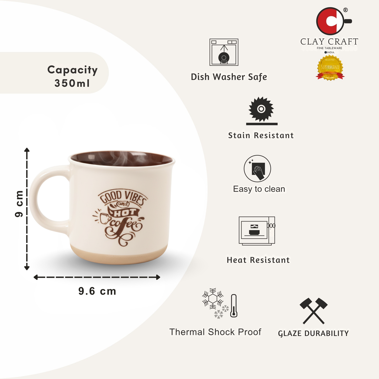 Selas Pebble Milk/Coffee Mug - 1 Pc - 350 ml (Selas S03)