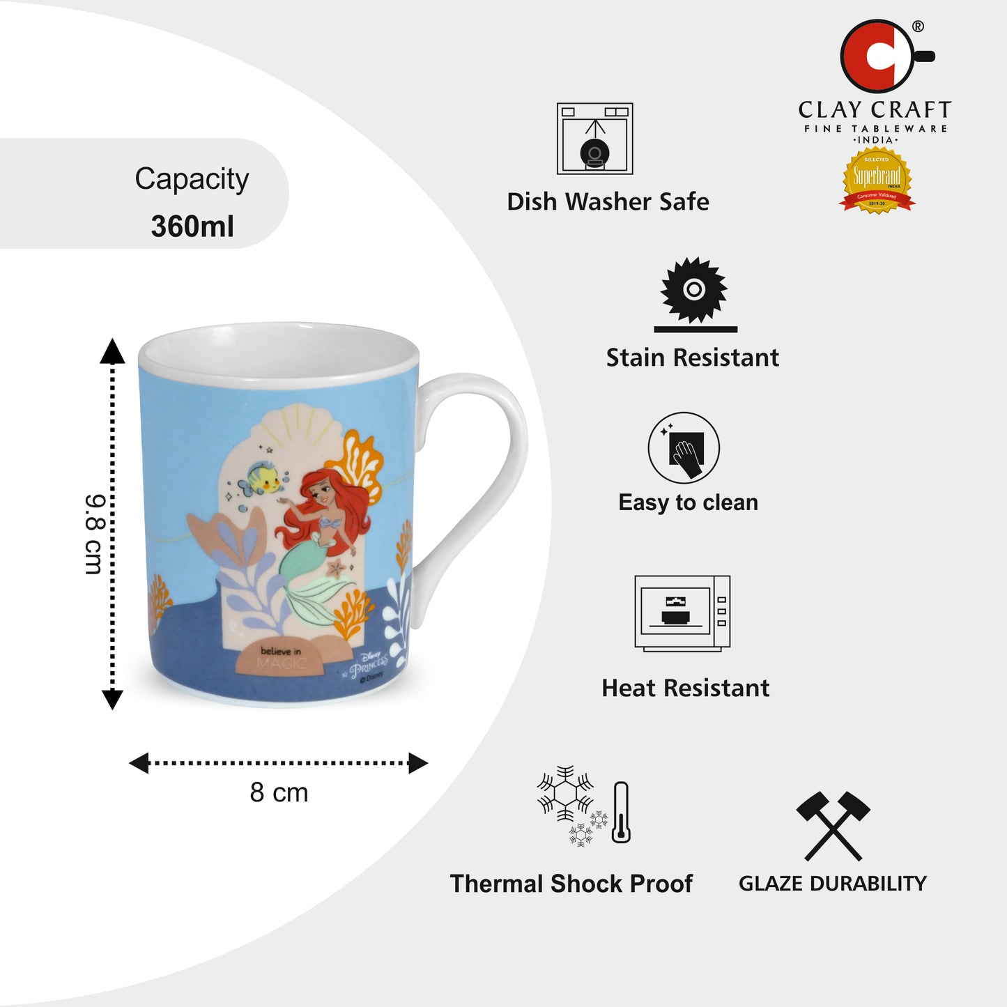 Disney Princess Cartoon Print Coffee & Milk Mug 1 Piece (360ml)