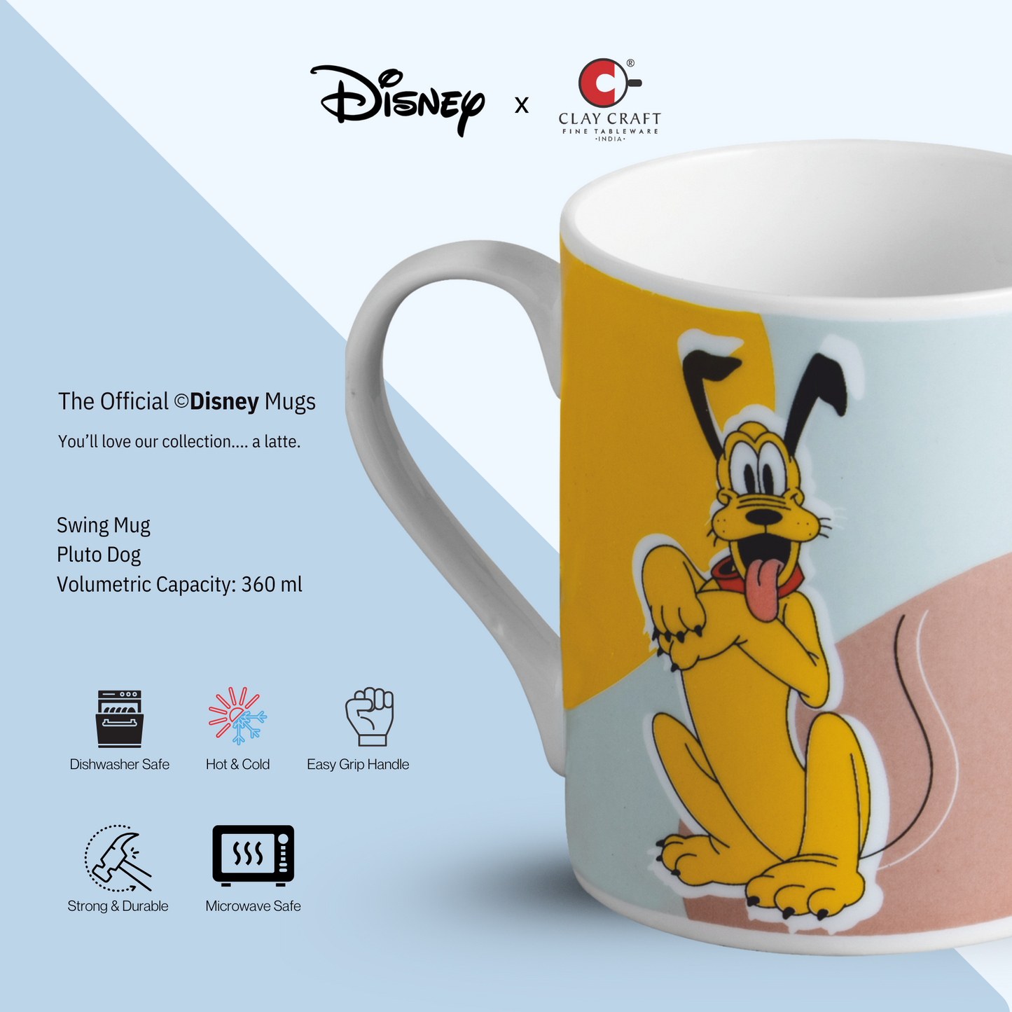 Disney Pluto Cartoon Print Coffee & Milk Mug 1 Piece (360ml)