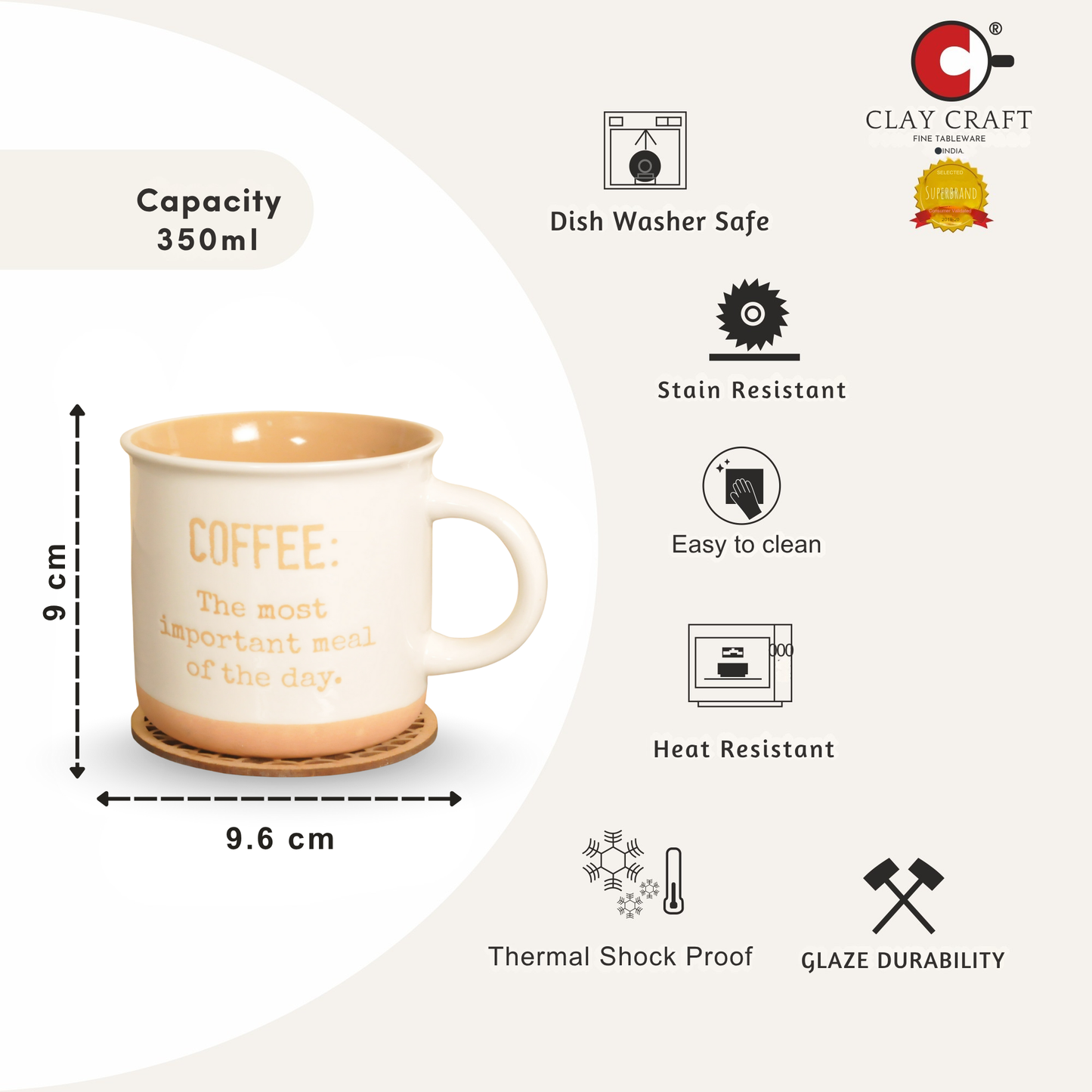 Selas Pebble Milk/Coffee Mug - 1 Pc - 350 ml (Selas S01)