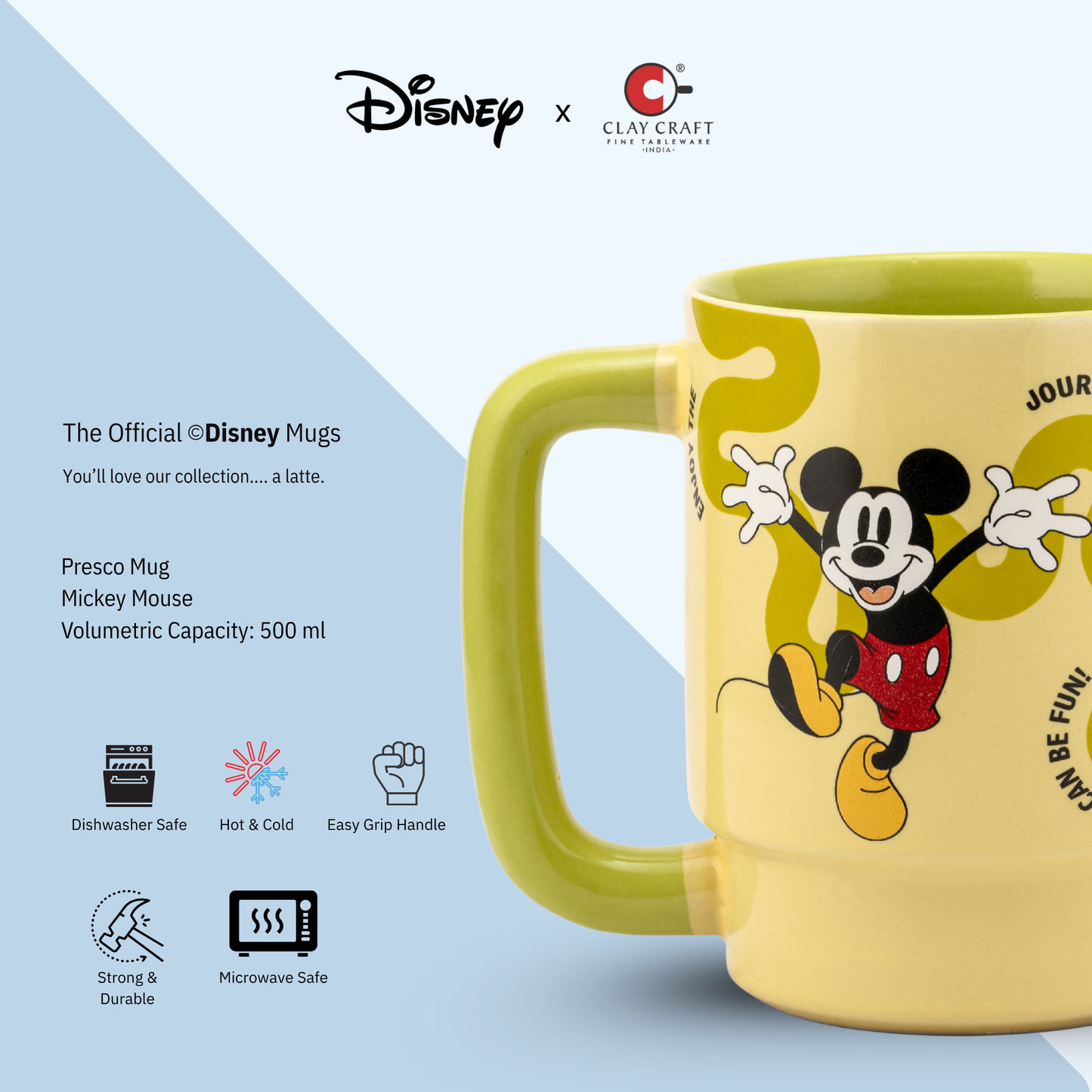 Disney Donald Duck Double-Sided Cartoon Print Pebble Coffee & Milk Mug – 1 Piece, 500ml