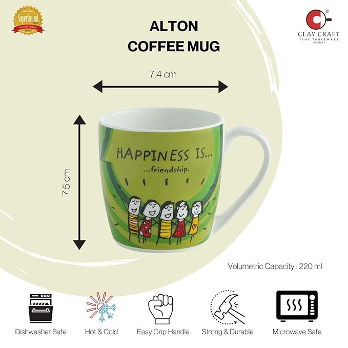 Happiness Is... Alton Medium Coffee Mug Tea Cups 210ml, Set of 4