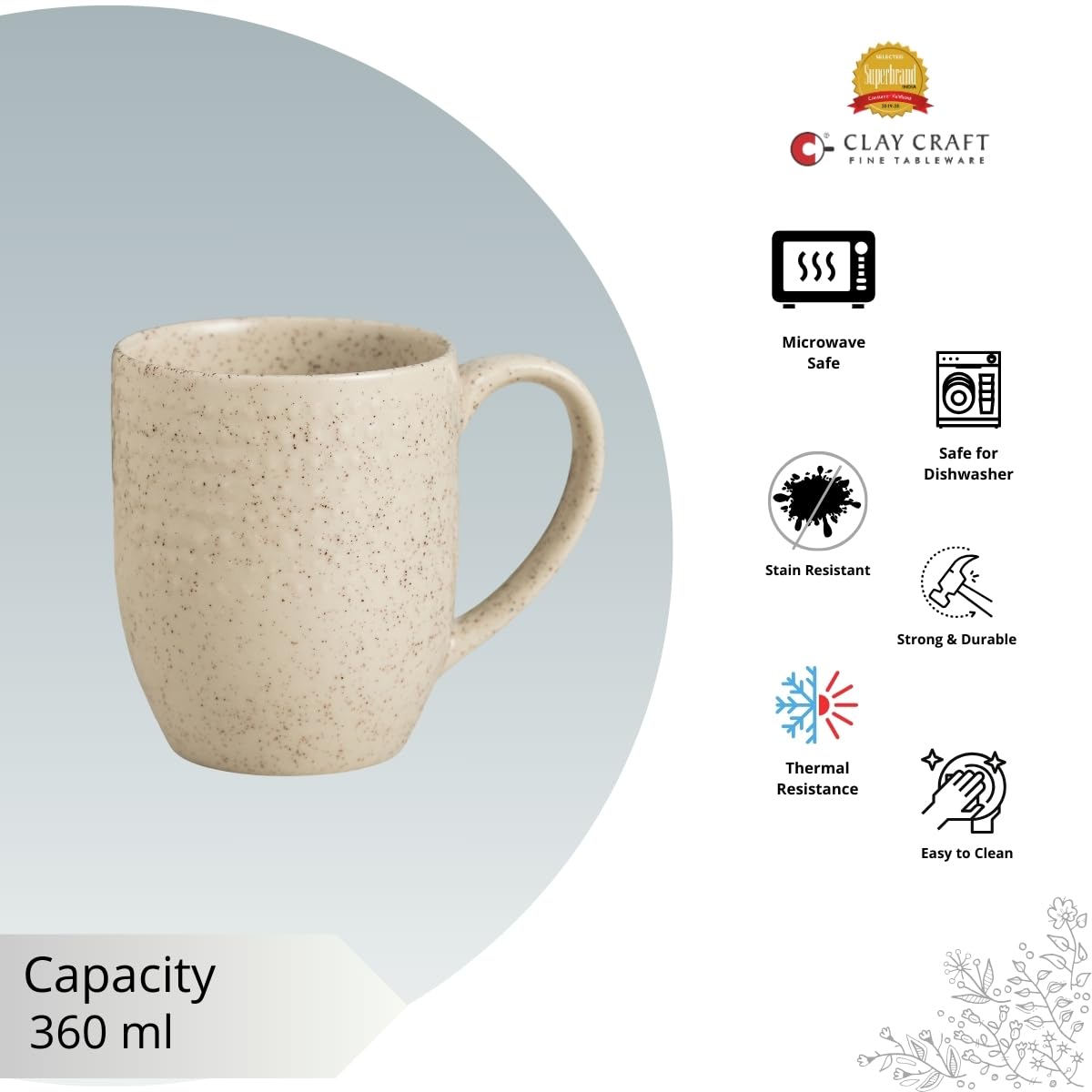 Apex Pebble Elegant Beige Coffee/ Milk Mug, 1 Piece, 360 ml