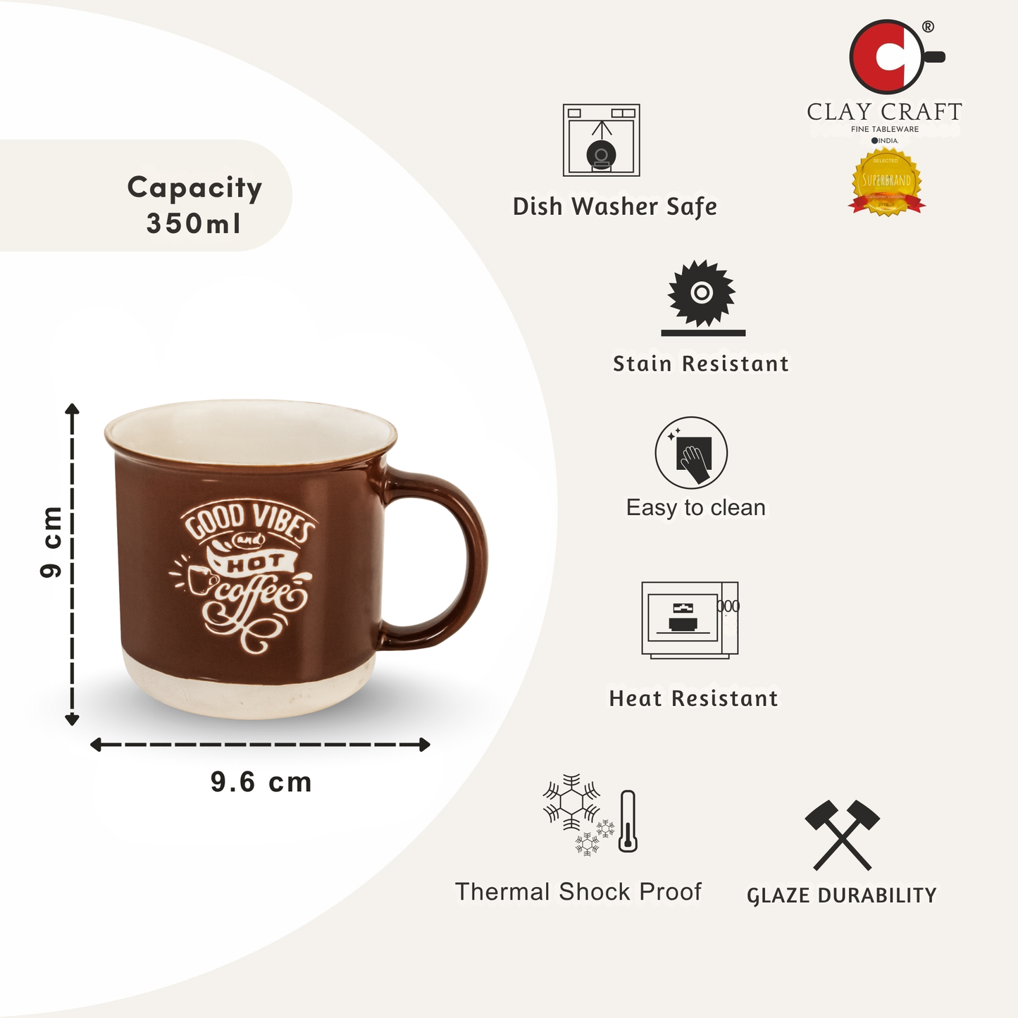 Selas Pebble Milk/Coffee Mug - 1 Pc - 350 ml (Selas S04)