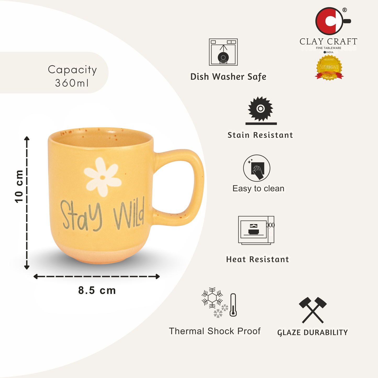 Martha Pebble Milk/Coffee Mug - 1 Pc - 360 ml (Martha M04)