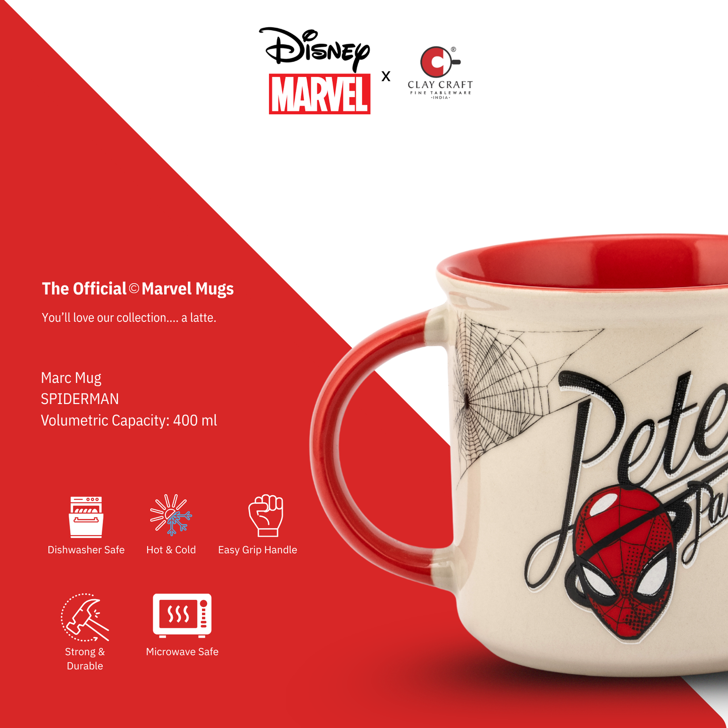 Disney Marvel Spider Man 1 Peter Parker Pebble Coffee & Milk Mug – 1 Piece, 400ml