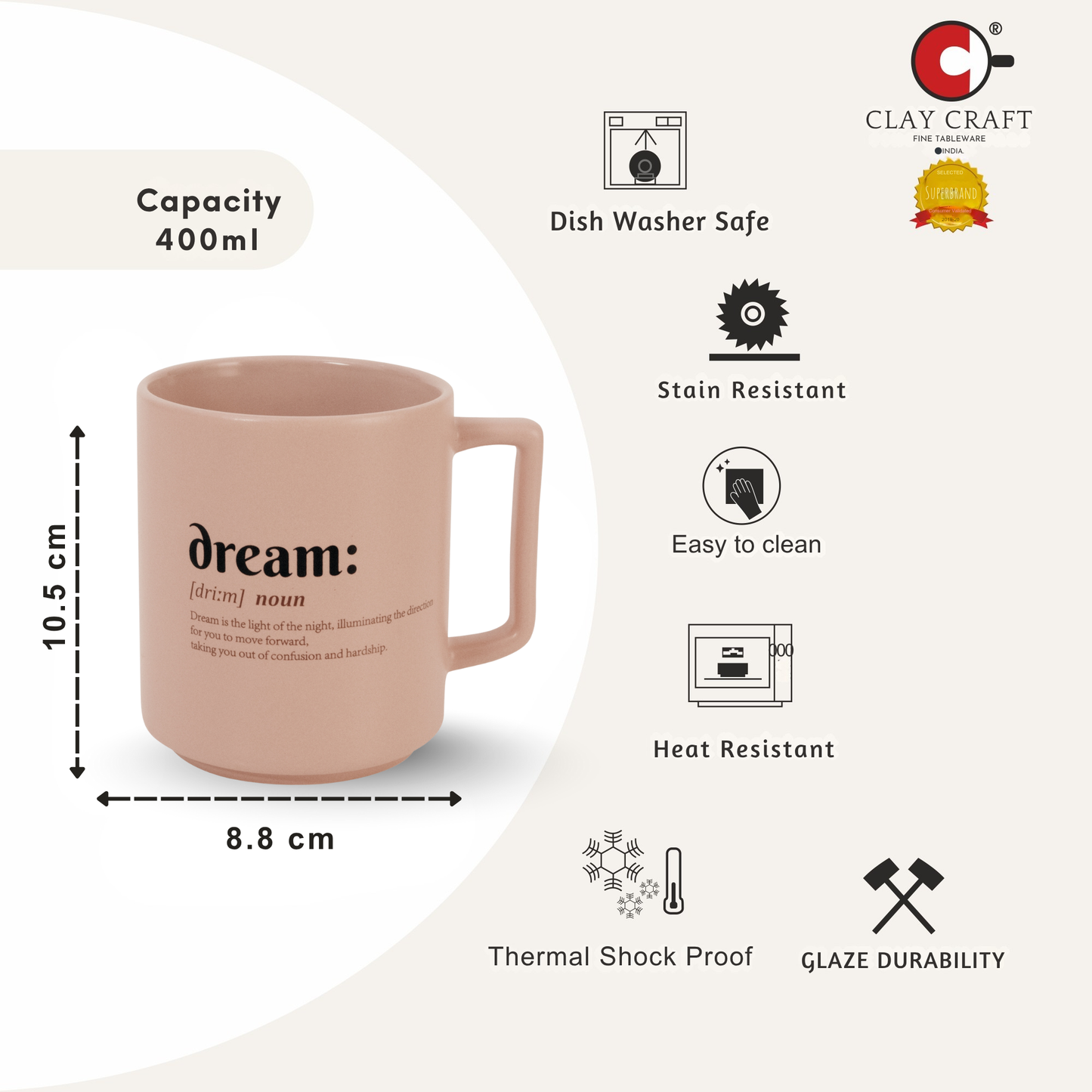 Cleo Dream Definition Pebble Milk Mug - 1 Pc - 400 ml (Cleo C03)